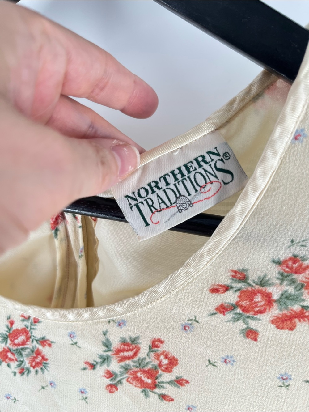 Vintage Northern Traditions M Rayon Floral Midi Dress Cottagecore Rose Sash - Picture 6 of 15